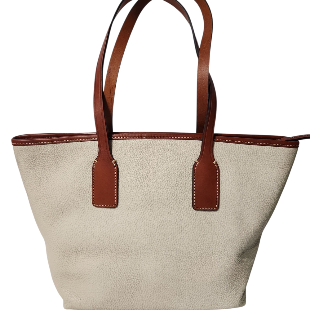 NEW! Dooney & Bourke K2097873 Ivory and Tan Leather Large Tote - Picture 4 of 15
